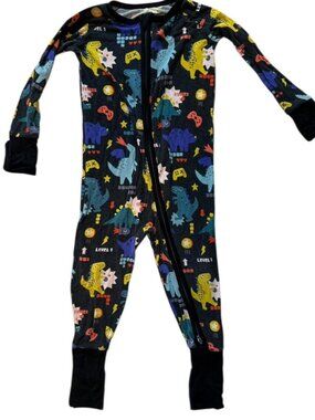 Little Sleepies Dinosaur Convertible Footed Bamboo Zipper Pajamas, 12-18 Months